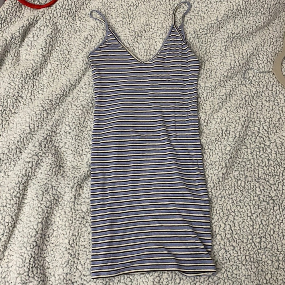 blue white and black bodycon dress